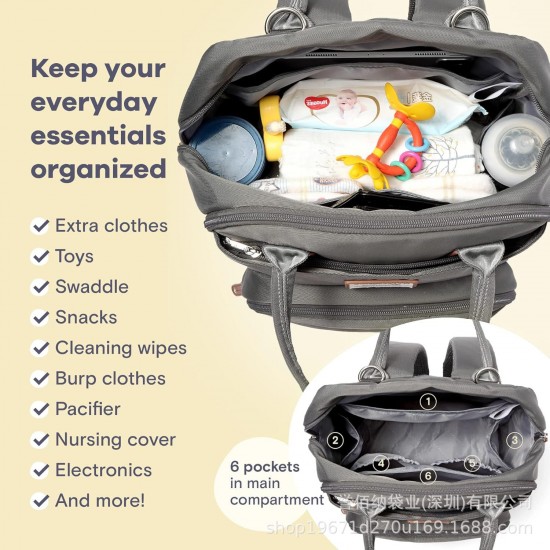 Hot-selling multi-functional waterproof large capacity double shoulder baby bag, diaper bag, travel hiking bag