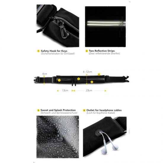 Canvas unisex running belt, fashionable outdoor portable bag, durable reflective safety jogging bag