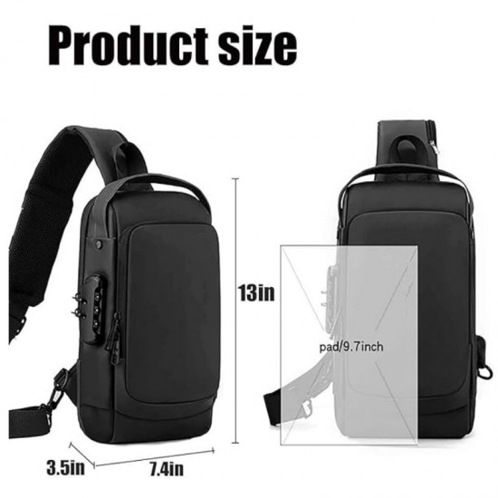 New style business commuter men's bag with multiple compartments, large capacity, USB charging, simple waterproof chest bag