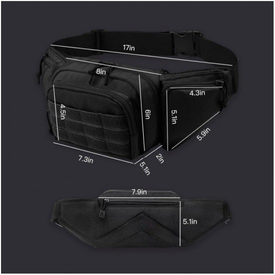 Outdoor tactical multi-functional storage waist bag, men's sports wilderness military enthusiast bag, invisible waist hanging mobile phone bag