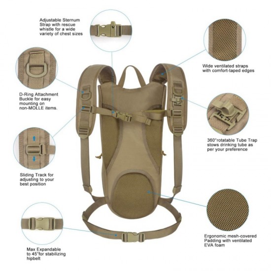 New outdoor drinking bag, water bladder, tactical water bladder backpack, cycling, running, mountaineering water bladder, portable and foldable