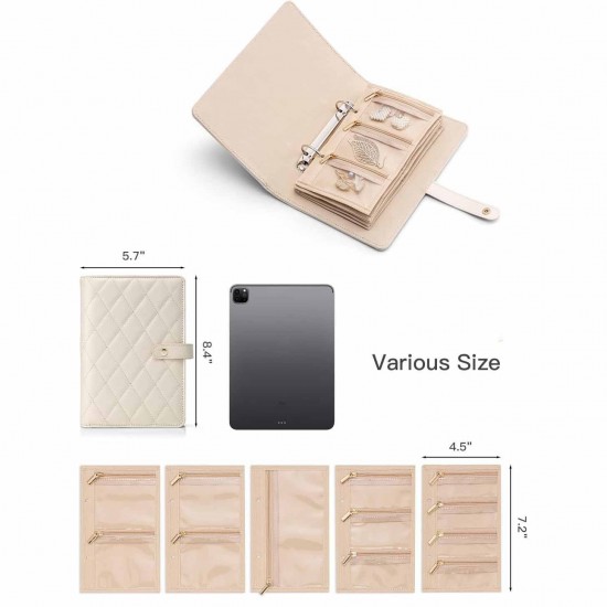 Hot-selling foldable travel jewelry storage bags, notebook bags, binder bags with transparent zippers, velvet bags