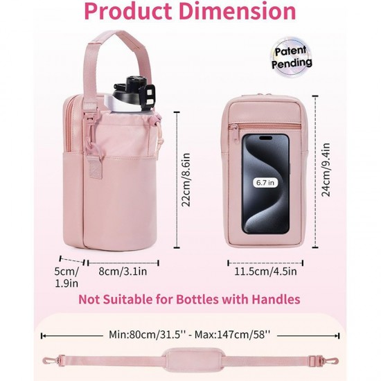 New e-commerce handheld water bottle bag with strap, phone pocket, and water bottle bag