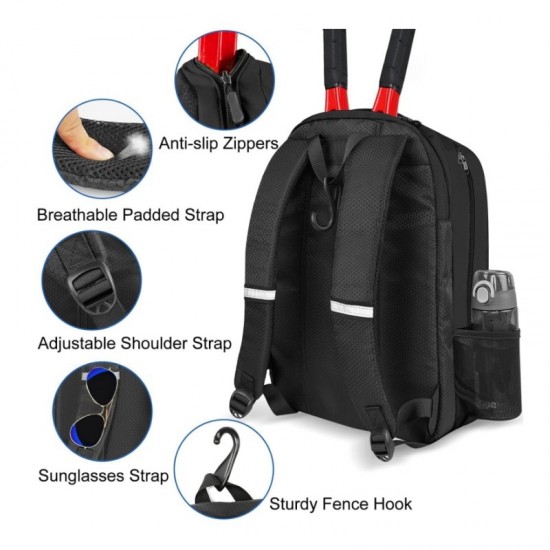 In stock outdoor sports tennis racket bag, large capacity multi-functional backpack, independent shoe compartment, badminton bag