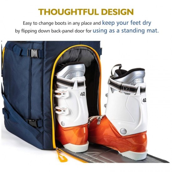 Double-shoulder ski boot bag, 50L ski boots, nylon waterproof helmet, goggles, ski backpack with skis
