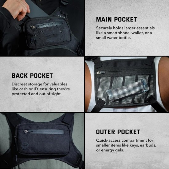 Outdoor chest bag for men, multi-functional training, running, hiking, fitness bag, tactical bag