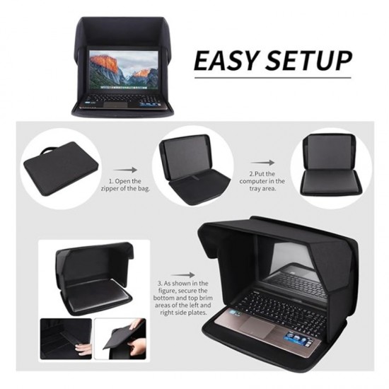 In stock outdoor laptop sunshade, computer privacy cover, foldable portable laptop protective case
