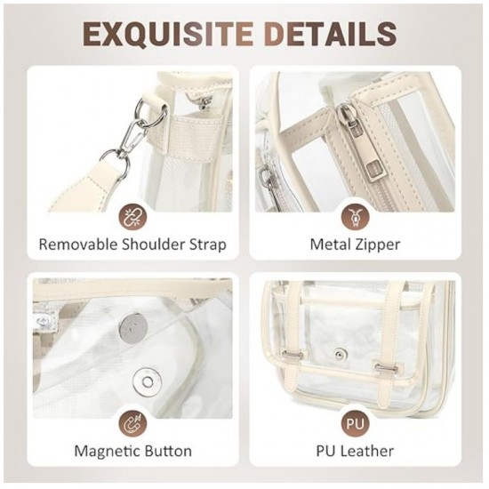 New PVC transparent travel bag, large capacity shoulder bag, fashionable women's crossbody travel bag