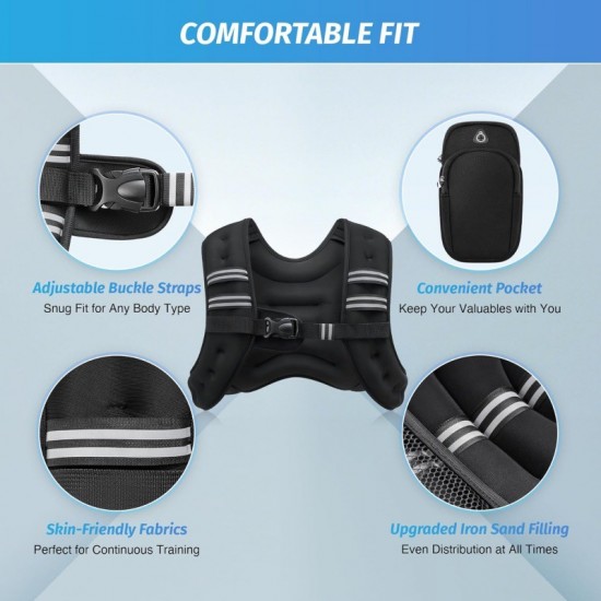 Weighted clothing with armbands, heavy-duty vests, fitness vests, running vests, reflective steel sandpaper