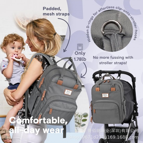 Hot-selling multi-functional waterproof large capacity double shoulder baby bag, diaper bag, travel hiking bag