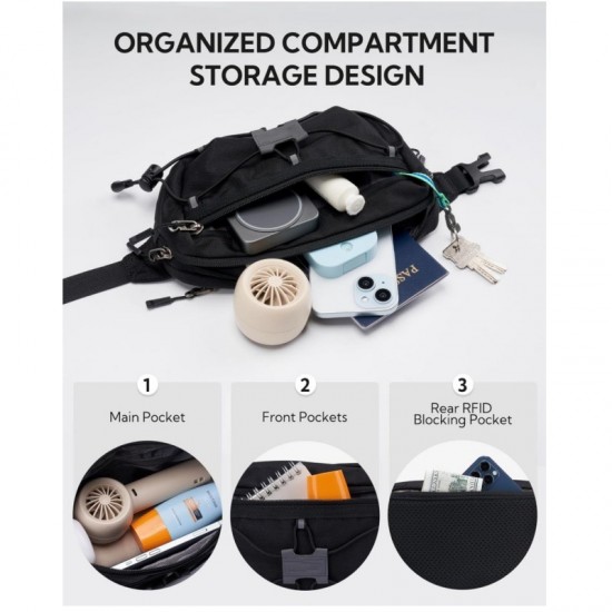 Trendy brand chest bag, men's outdoor sports cycling waist bag, lightweight travel small crossbody bag, women's casual trendy single shoulder crossbody bag