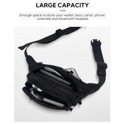 Large capacity multi-functional sports waist bag, multi-layer design, mobile phone storage, crossbody bag, Oxford cloth casual bag