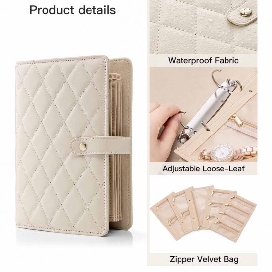 Hot-selling foldable travel jewelry storage bags, notebook bags, binder bags with transparent zippers, velvet bags