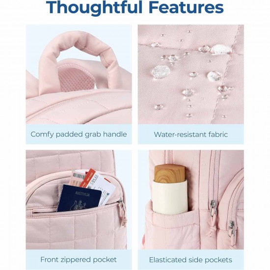 In stock laptop backpack, women's travel laptop backpack, quilted casual backpack, waterproof schoolbag