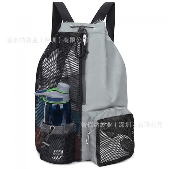 In stock, new multi-functional drawstring outdoor backpack, mesh gear backpack with wet bag, beach backpack