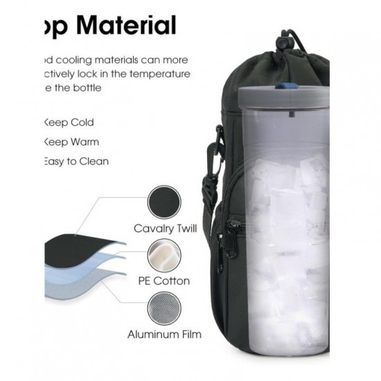In stock new water bottle bag with shoulder strap, outdoor cup storage bag, handle, lock rope, anti-scalding and anti-drop water bottle bag