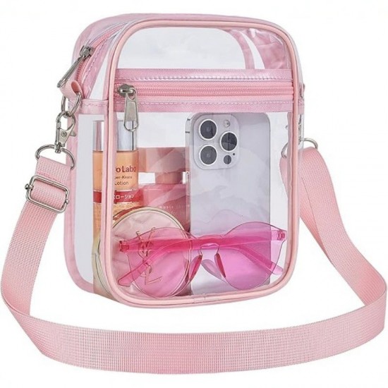 Hot-selling PVC crossbody bag, men's sports transparent shoulder bag, women's casual travel mobile phone storage bag