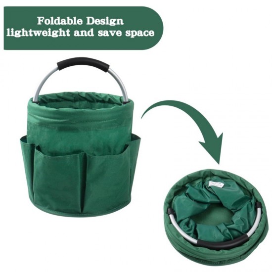 Foldable garden tool bag, garden tool storage bag with 6 pockets, garden tote bag