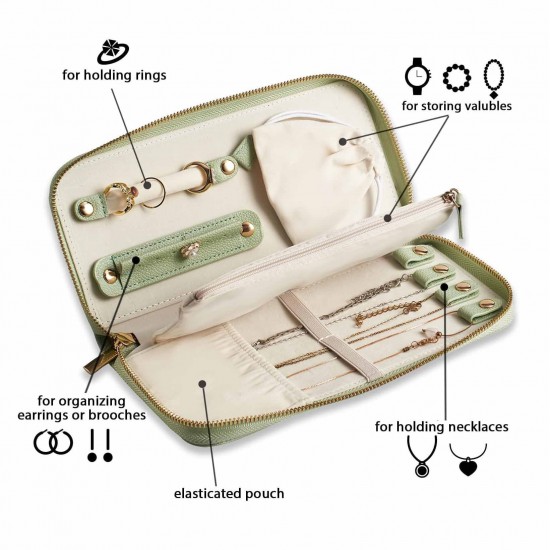 Fashionable portable jewelry travel bag for anti-tangling necklace, earring, ring, and bracelet storage during travel