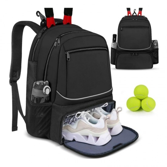 In stock outdoor sports tennis racket bag, large capacity multi-functional backpack, independent shoe compartment, badminton bag