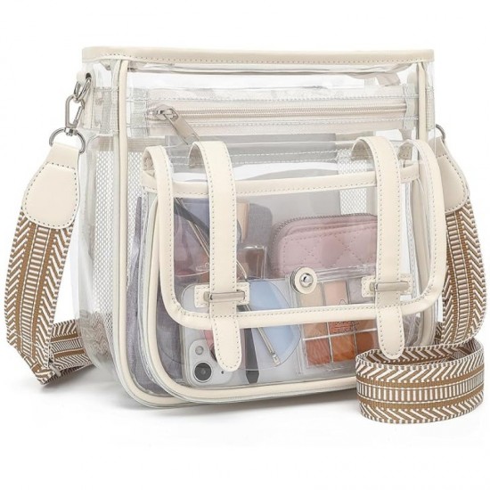 New PVC transparent travel bag, large capacity shoulder bag, fashionable women's crossbody travel bag