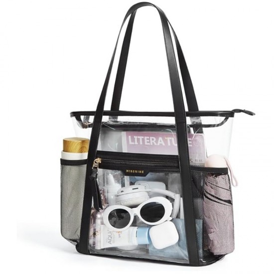 Manufacturer transparent PVC beach bag, trendy swimming bag, men's and women's casual double shoulder tote crossbody bag