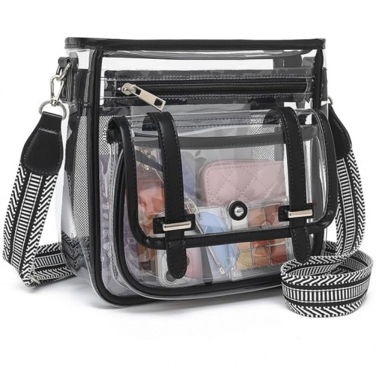 New PVC transparent travel bag, large capacity shoulder bag, fashionable women's crossbody travel bag