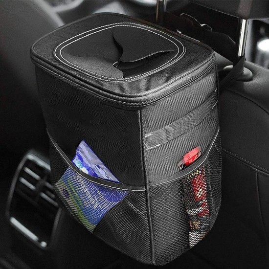 Car trash can with lid, leak-proof storage bag, waterproof trash can, multi-purpose car trash can
