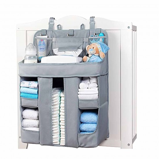 Baby multi-functional bedside diaper storage hanging bag, portable large capacity bed side hanging organizer bag for baby supplies