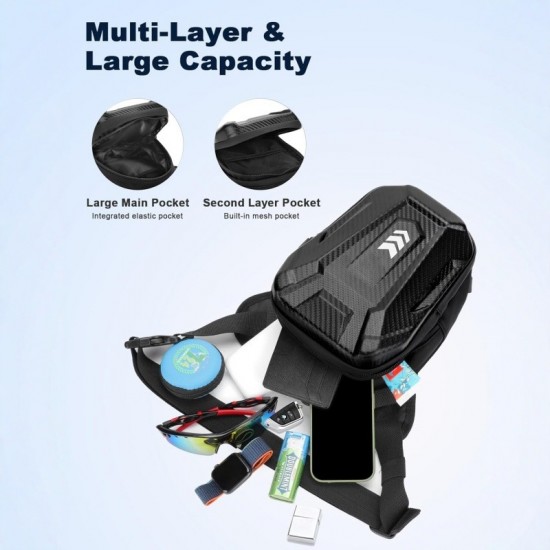 Cycling leg bag, motorcycle hard shell waterproof crossbody bag, sports multi-functional men's backpack, motorcycle men's waist bag