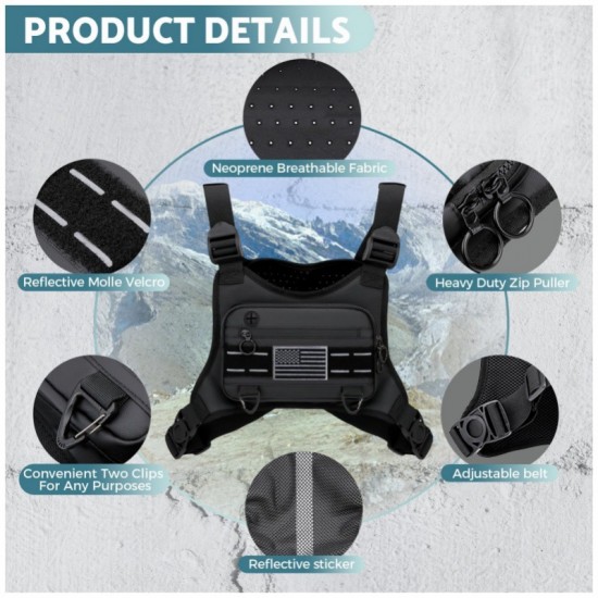In stock men's tactical chest bag, tactical vest, outdoor sports cycling vest, multi-functional backpack