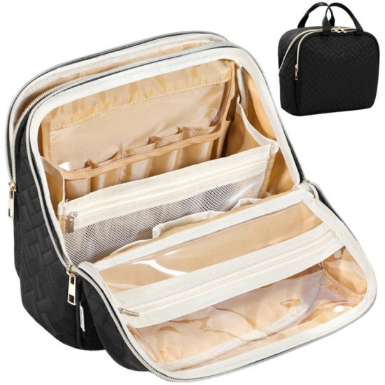 New flat opening travel makeup storage box, portable makeup box, with handbag