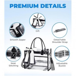 Transparent handbag, stadium event transparent wallet, women's thick PVC shoulder bag, suitable for concerts
