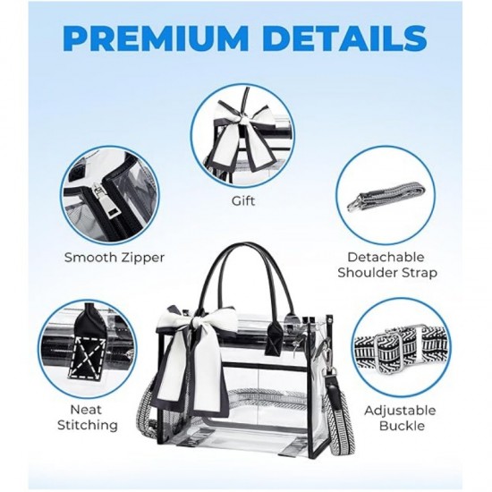 Transparent handbag, stadium event transparent wallet, women's thick PVC shoulder bag, suitable for concerts