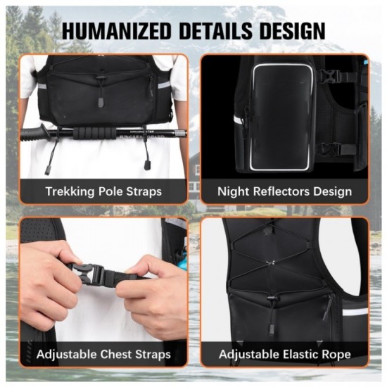 Outdoor reflective breathable and hydrating vest for men and women, suitable for running, cycling, and marathons, adjustable chest strap