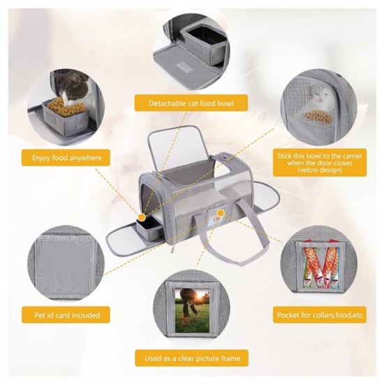 Large cat pet bag, soft edge carrying case, foldable travel dog bag, portable and breathable travel bag, soft edge folding