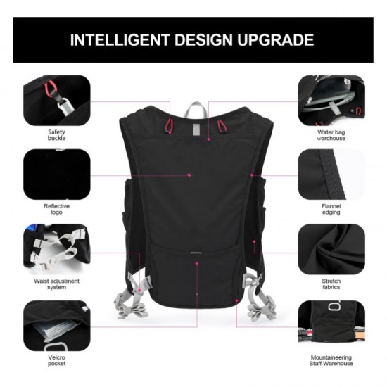 Sports outdoor hiking running cycling backpack, marathon trail running travel mountaineering backpack, water bladder backpack