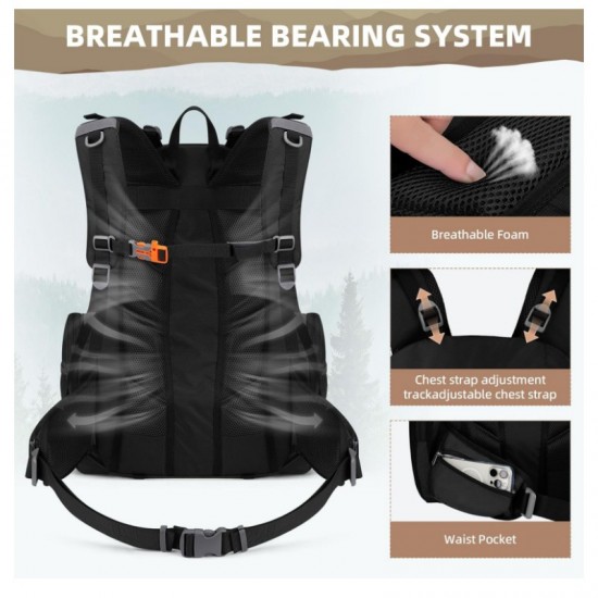 Large capacity waterproof hiking backpack, lightweight backpack with rain cover, suitable for hiking, camping, trekking, fishing