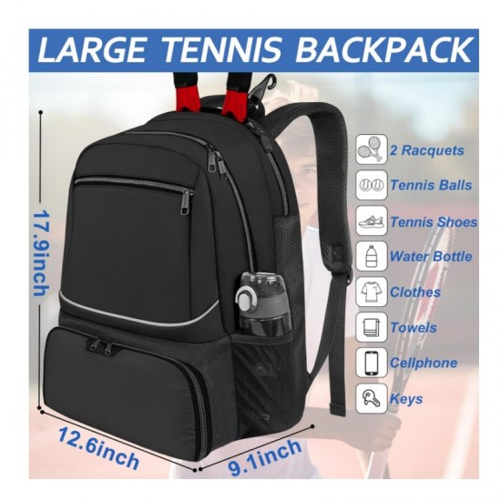 In stock outdoor sports tennis racket bag, large capacity multi-functional backpack, independent shoe compartment, badminton bag