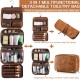 In stock travel storage bag, 3-in-1 business trip shaving bag with independent compartment, waterproof leather shower hanger