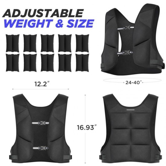 Adjustable weighted vest, soft and washable weighted vest suitable for strength training, running, fitness, walking