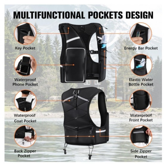 Outdoor reflective breathable and hydrating vest for men and women, suitable for running, cycling, and marathons, adjustable chest strap