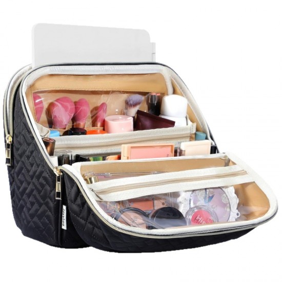 New flat opening travel makeup storage box, portable makeup box, with handbag