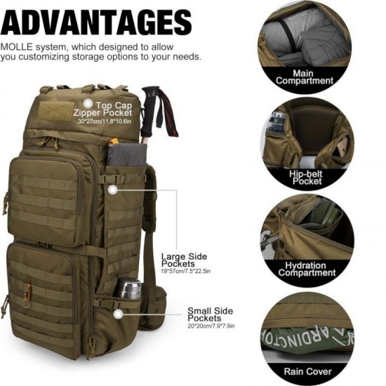 In stock new outdoor sports mountaineering bag, men's wear-resistant polyester hiking backpack, tactical backpack, travel