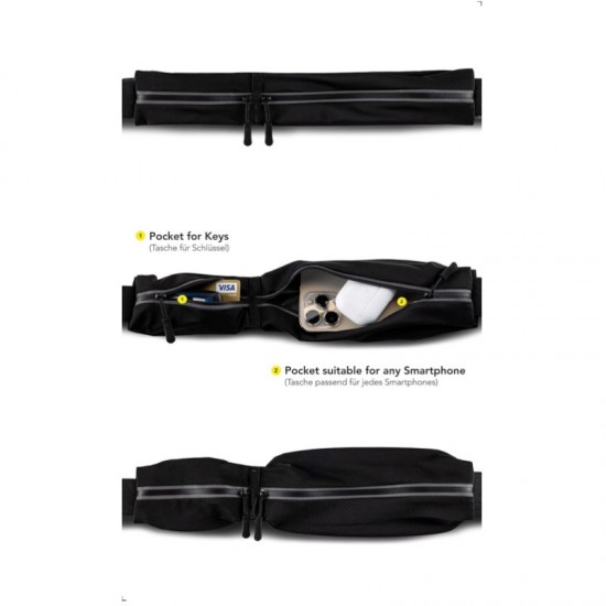 Canvas unisex running belt, fashionable outdoor portable bag, durable reflective safety jogging bag