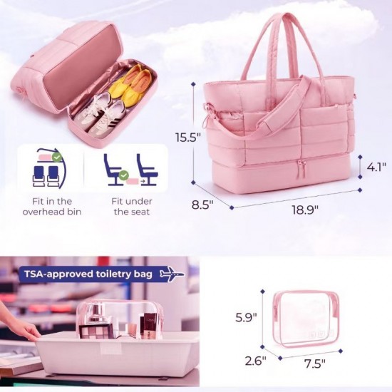 In stock new down travel luggage bag, large capacity women's gym bag, handbag, shoulder crossbody travel bag