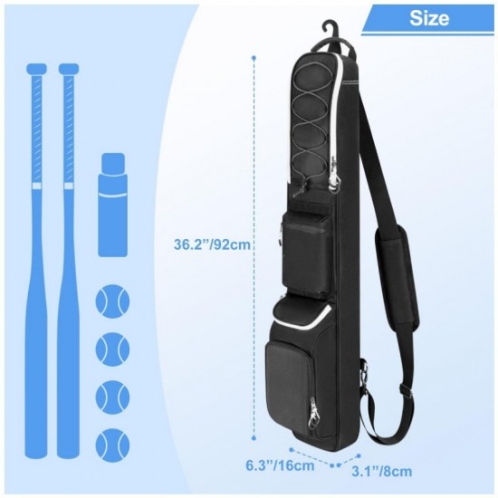 New baseball bat bag with fence hooks and adjustable shoulder straps suitable for baseball, softball, and T-bats