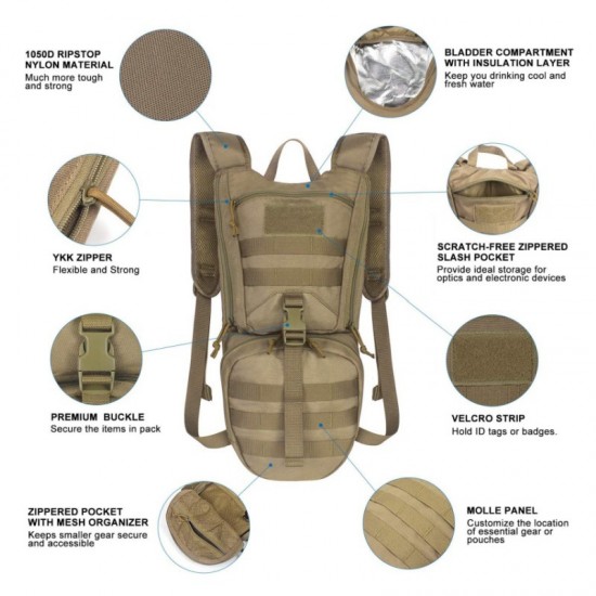 New outdoor drinking bag, water bladder, tactical water bladder backpack, cycling, running, mountaineering water bladder, portable and foldable