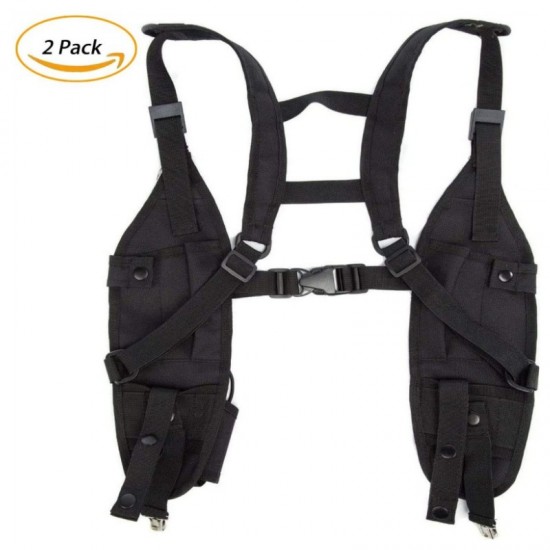 Walkie-talkie vest chest bag, radio shoulder strap leather cover chest support universal vest equipment rescue nylon bag waist bag