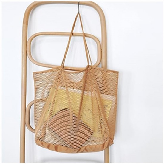 In stock beach bag, mesh shoulder bag, handle, toiletries, swimming, beach, clothing, food storage bag